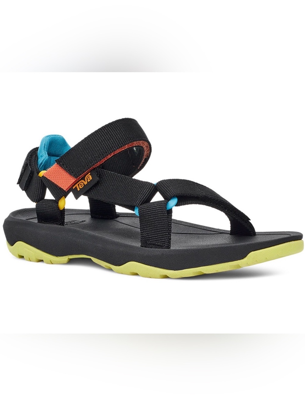 Teva Kids Black Sandals with Lime & Blue Accents